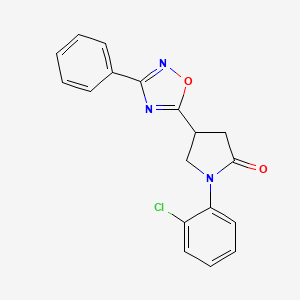 molecular formula C18H14ClN3O2 B2458233 1-(2-Chlorophenyl)-4-(3-phenyl-1,2,4-oxadiazol-5-yl)-2-pyrrolidinone CAS No. 946242-25-7