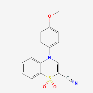 molecular formula C16H12N2O3S B2458241 4-(4-methoxyphenyl)-4H-benzo[b][1,4]thiazine-2-carbonitrile 1,1-dioxide CAS No. 1207008-94-3
