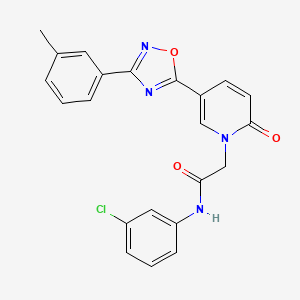 molecular formula C22H17ClN4O3 B2458242 N-(3-chlorophenyl)-2-{5-[3-(3-methylphenyl)-1,2,4-oxadiazol-5-yl]-2-oxopyridin-1(2H)-yl}acetamide CAS No. 1326920-21-1