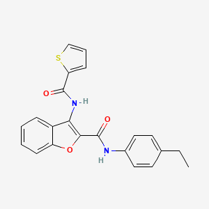 molecular formula C22H18N2O3S B2458243 N-(4-ethylphenyl)-3-(thiophene-2-amido)-1-benzofuran-2-carboxamide CAS No. 888462-15-5