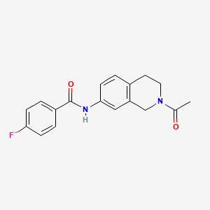 molecular formula C18H17FN2O2 B2458247 N-(2-acetyl-1,2,3,4-tetrahydroisoquinolin-7-yl)-4-fluorobenzamide CAS No. 955635-27-5