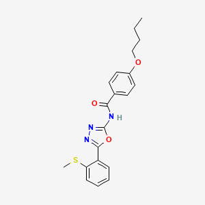 molecular formula C20H21N3O3S B2458255 4-butoxy-N-{5-[2-(methylsulfanyl)phenyl]-1,3,4-oxadiazol-2-yl}benzamide CAS No. 898410-70-3