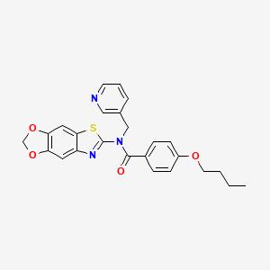 molecular formula C25H23N3O4S B2458273 N-([1,3]dioxolo[4',5':4,5]benzo[1,2-d]thiazol-6-yl)-4-butoxy-N-(pyridin-3-ylmethyl)benzamide CAS No. 922575-16-4