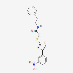 molecular formula C19H17N3O3S2 B2458275 2-{[4-(3-nitrophenyl)-1,3-thiazol-2-yl]sulfanyl}-N-(2-phenylethyl)acetamide CAS No. 727689-67-0