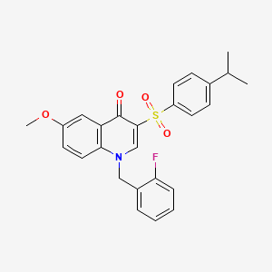 molecular formula C26H24FNO4S B2458290 1-(2-fluorobenzyl)-3-((4-isopropylphenyl)sulfonyl)-6-methoxyquinolin-4(1H)-one CAS No. 866844-88-4