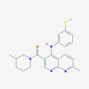 (7-Methyl-4-((3-(methylthio)phenyl)amino)-1,8-naphthyridin-3-yl)(3-methylpiperidin-1-yl)methanone