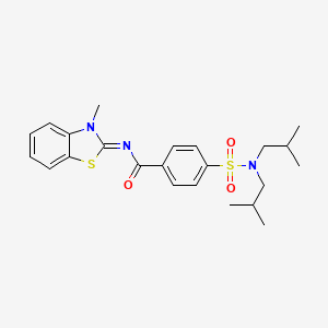 molecular formula C23H29N3O3S2 B2458297 (E)-4-(N,N-diisobutylsulfamoyl)-N-(3-methylbenzo[d]thiazol-2(3H)-ylidene)benzamide CAS No. 476320-21-5
