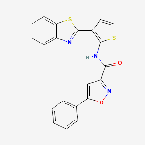 molecular formula C21H13N3O2S2 B2458300 N-[3-(1,3-benzothiazol-2-yl)thiophen-2-yl]-5-phenyl-1,2-oxazole-3-carboxamide CAS No. 1211354-08-3