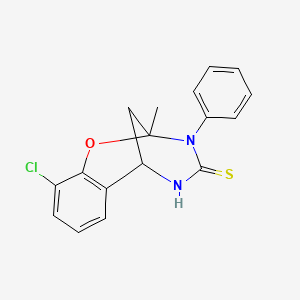 B2458312 10-chloro-2-methyl-3-phenyl-5,6-dihydro-2H-2,6-methanobenzo[g][1,3,5]oxadiazocine-4(3H)-thione CAS No. 893789-00-9