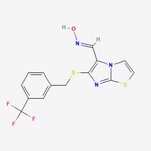 molecular formula C14H10F3N3OS2 B2458317 6-{[3-(Trifluoromethyl)benzyl]sulfanyl}imidazo[2,1-b][1,3]thiazole-5-carbaldehyde oxime CAS No. 303996-47-6