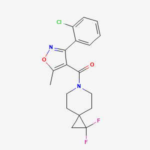 molecular formula C18H17ClF2N2O2 B2458321 (3-(2-Chlorophenyl)-5-methylisoxazol-4-yl)(1,1-difluoro-6-azaspiro[2.5]octan-6-yl)methanone CAS No. 2097923-10-7