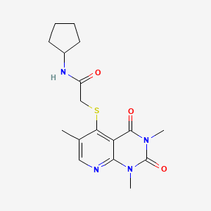 molecular formula C17H22N4O3S B2458328 N-cyclopentyl-2-((1,3,6-trimethyl-2,4-dioxo-1,2,3,4-tetrahydropyrido[2,3-d]pyrimidin-5-yl)thio)acetamide CAS No. 900004-15-1