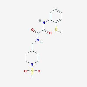 molecular formula C16H23N3O4S2 B2458332 N-[(1-methanesulfonylpiperidin-4-yl)methyl]-N'-[2-(methylsulfanyl)phenyl]ethanediamide CAS No. 1235219-55-2