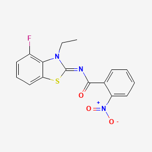molecular formula C16H12FN3O3S B2458336 N-[(2Z)-3-ethyl-4-fluoro-2,3-dihydro-1,3-benzothiazol-2-ylidene]-2-nitrobenzamide CAS No. 868375-57-9