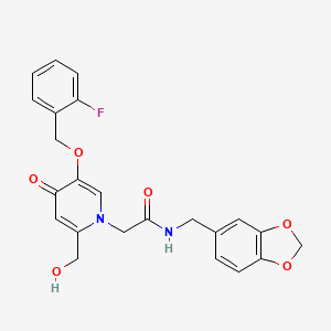 N-(benzo[d][1,3]dioxol-5-ylmethyl)-2-(5-((2-fluorobenzyl)oxy)-2-(hydroxymethyl)-4-oxopyridin-1(4H)-yl)acetamide