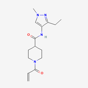 molecular formula C15H22N4O2 B2458351 N-(3-Ethyl-1-methylpyrazol-4-yl)-1-prop-2-enoylpiperidine-4-carboxamide CAS No. 2361771-85-7