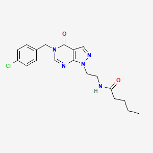 molecular formula C19H22ClN5O2 B2458355 N-(2-(5-(4-chlorobenzyl)-4-oxo-4,5-dihydro-1H-pyrazolo[3,4-d]pyrimidin-1-yl)ethyl)pentanamide CAS No. 921911-79-7