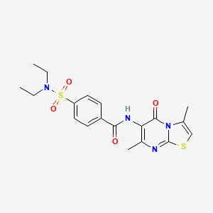molecular formula C19H22N4O4S2 B2458365 4-(N,N-diethylsulfamoyl)-N-(3,7-dimethyl-5-oxo-5H-thiazolo[3,2-a]pyrimidin-6-yl)benzamide CAS No. 946306-15-6