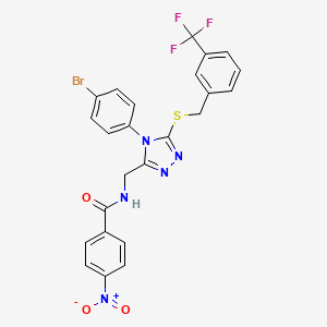 molecular formula C24H17BrF3N5O3S B2458366 N-((4-(4-bromophenyl)-5-((3-(trifluoromethyl)benzyl)thio)-4H-1,2,4-triazol-3-yl)methyl)-4-nitrobenzamide CAS No. 389070-65-9