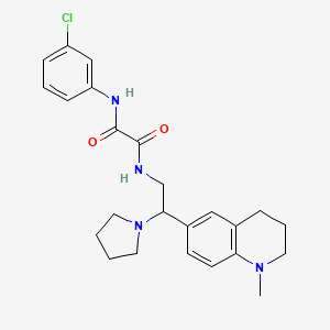 molecular formula C24H29ClN4O2 B2458372 N'-(3-chlorophenyl)-N-[2-(1-methyl-1,2,3,4-tetrahydroquinolin-6-yl)-2-(pyrrolidin-1-yl)ethyl]ethanediamide CAS No. 922012-47-3