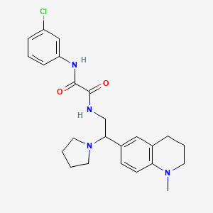 molecular formula C24H29ClN4O2 B2458372 N-(3-chlorophenyl)-N'-[2-(1-methyl-1,2,3,4-tetrahydroquinolin-6-yl)-2-pyrrolidin-1-ylethyl]ethanediamide CAS No. 922012-47-3