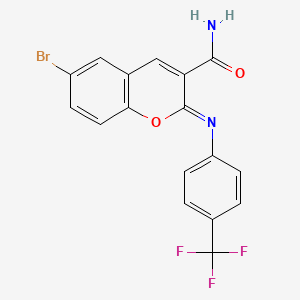 (2Z)-6-bromo-2-{[4-(trifluoromethyl)phenyl]imino}-2H-chromene-3-carboxamide