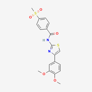 molecular formula C19H18N2O5S2 B2458422 N-(4-(3,4-dimethoxyphenyl)thiazol-2-yl)-4-(methylsulfonyl)benzamide CAS No. 896339-35-8