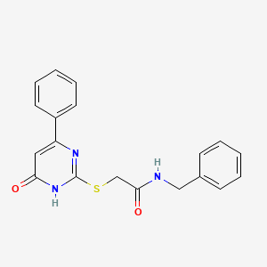 molecular formula C19H17N3O2S B2458432 N-benzyl-2-[(4-oxo-6-phenyl-1H-pyrimidin-2-yl)sulfanyl]acetamide CAS No. 602290-33-5