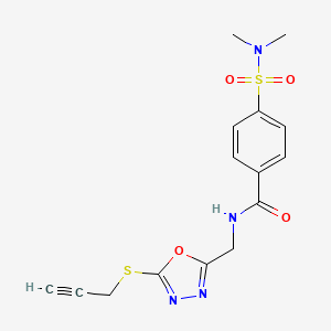 B2458445 4-(dimethylsulfamoyl)-N-[(5-prop-2-ynylsulfanyl-1,3,4-oxadiazol-2-yl)methyl]benzamide CAS No. 941944-10-1