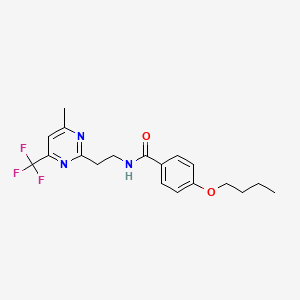 molecular formula C19H22F3N3O2 B2458456 4-butoxy-N-(2-(4-methyl-6-(trifluoromethyl)pyrimidin-2-yl)ethyl)benzamide CAS No. 1396811-54-3