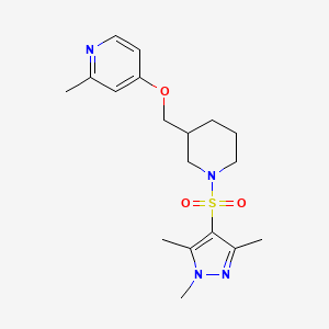 2-Methyl-4-[[1-(1,3,5-trimethylpyrazol-4-yl)sulfonylpiperidin-3-yl]methoxy]pyridine