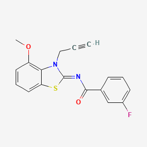 molecular formula C18H13FN2O2S B2458493 3-fluoro-N-[(2Z)-4-methoxy-3-(prop-2-yn-1-yl)-2,3-dihydro-1,3-benzothiazol-2-ylidene]benzamide CAS No. 868377-01-9