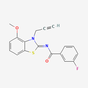 3-fluoro-N-(4-methoxy-3-prop-2-ynyl-1,3-benzothiazol-2-ylidene)benzamide