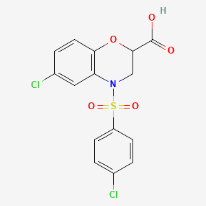 6-chloro-4-[(4-chlorophenyl)sulfonyl]-3,4-dihydro-2H-1,4-benzoxazine-2-carboxylic acid
