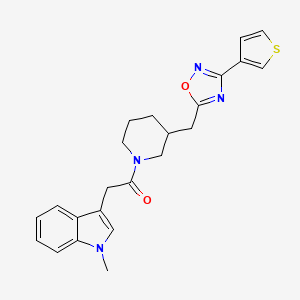2-(1-methyl-1H-indol-3-yl)-1-(3-((3-(thiophen-3-yl)-1,2,4-oxadiazol-5-yl)methyl)piperidin-1-yl)ethanone