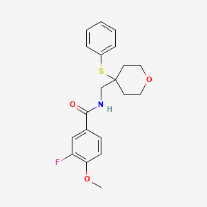 3-fluoro-4-methoxy-N-((4-(phenylthio)tetrahydro-2H-pyran-4-yl)methyl)benzamide