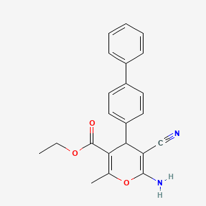 molecular formula C22H20N2O3 B2458504 Ethyl 4-([1,1'-biphenyl]-4-yl)-6-amino-5-cyano-2-methyl-4H-pyran-3-carboxylate CAS No. 337496-62-5