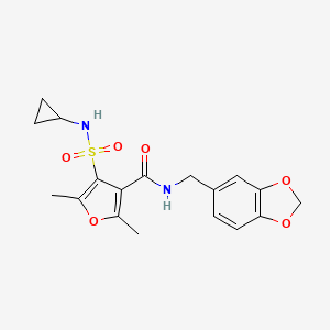 molecular formula C18H20N2O6S B2458518 N-[(2H-1,3-benzodioxol-5-yl)methyl]-4-(cyclopropylsulfamoyl)-2,5-dimethylfuran-3-carboxamide CAS No. 1206989-41-4