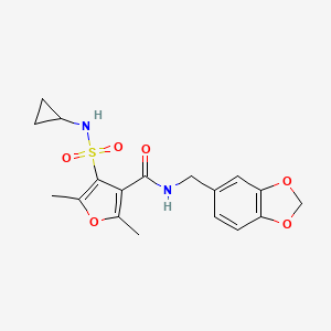 N-(benzo[d][1,3]dioxol-5-ylmethyl)-4-(N-cyclopropylsulfamoyl)-2,5-dimethylfuran-3-carboxamide
