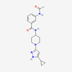 molecular formula C20H25N5O2 B2458540 3-乙酰胺基-N-(1-(5-环丙基-1H-吡唑-3-基)哌啶-4-基)苯甲酰胺 CAS No. 2034201-06-2