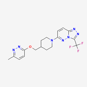 molecular formula C17H18F3N7O B2458545 6-[4-[(6-Methylpyridazin-3-yl)oxymethyl]piperidin-1-yl]-3-(trifluoromethyl)-[1,2,4]triazolo[4,3-b]pyridazine CAS No. 2379970-95-1