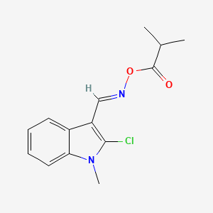 molecular formula C14H15ClN2O2 B2458549 2-chloro-3-{[(isobutyryloxy)imino]methyl}-1-methyl-1H-indole CAS No. 478032-76-7