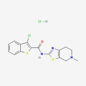 molecular formula C16H15Cl2N3OS2 B2458551 3-chloro-N-(5-methyl-4,5,6,7-tetrahydrothiazolo[5,4-c]pyridin-2-yl)benzo[b]thiophene-2-carboxamide hydrochloride CAS No. 1327590-96-4