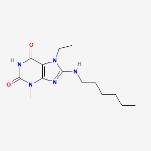 molecular formula C14H23N5O2 B2458553 7-ethyl-8-(hexylamino)-3-methyl-1H-purine-2,6(3H,7H)-dione CAS No. 941916-81-0