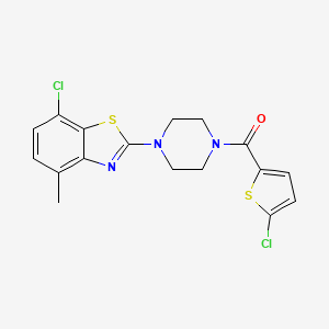 molecular formula C17H15Cl2N3OS2 B2458561 (4-(7-Chloro-4-methylbenzo[d]thiazol-2-yl)piperazin-1-yl)(5-chlorothiophen-2-yl)methanone CAS No. 897488-31-2
