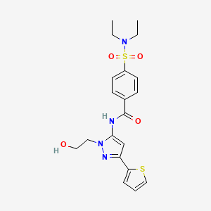 molecular formula C20H24N4O4S2 B2458562 4-(N,N-diethylsulfamoyl)-N-(1-(2-hydroxyethyl)-3-(thiophen-2-yl)-1H-pyrazol-5-yl)benzamide CAS No. 1219842-18-8