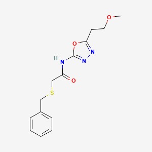 molecular formula C14H17N3O3S B2458563 2-(苄硫)-N-(5-(2-甲氧基乙基)-1,3,4-噁二唑-2-基)乙酰胺 CAS No. 1396792-89-4