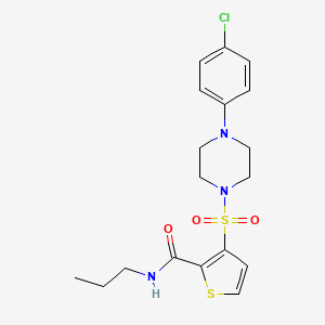molecular formula C18H22ClN3O3S2 B2458566 3-{[4-(4-chlorophenyl)piperazin-1-yl]sulfonyl}-N-propylthiophene-2-carboxamide CAS No. 1206994-91-3