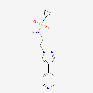 molecular formula C13H16N4O2S B2458589 N-{2-[4-(pyridin-4-yl)-1H-pyrazol-1-yl]ethyl}cyclopropanesulfonamide CAS No. 2034354-86-2