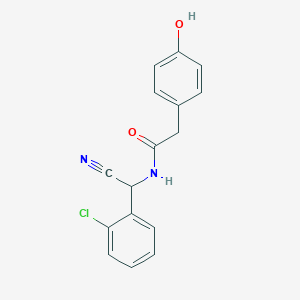 molecular formula C16H13ClN2O2 B2458605 N-[(2-Chlorophenyl)-cyanomethyl]-2-(4-hydroxyphenyl)acetamide CAS No. 1825646-62-5